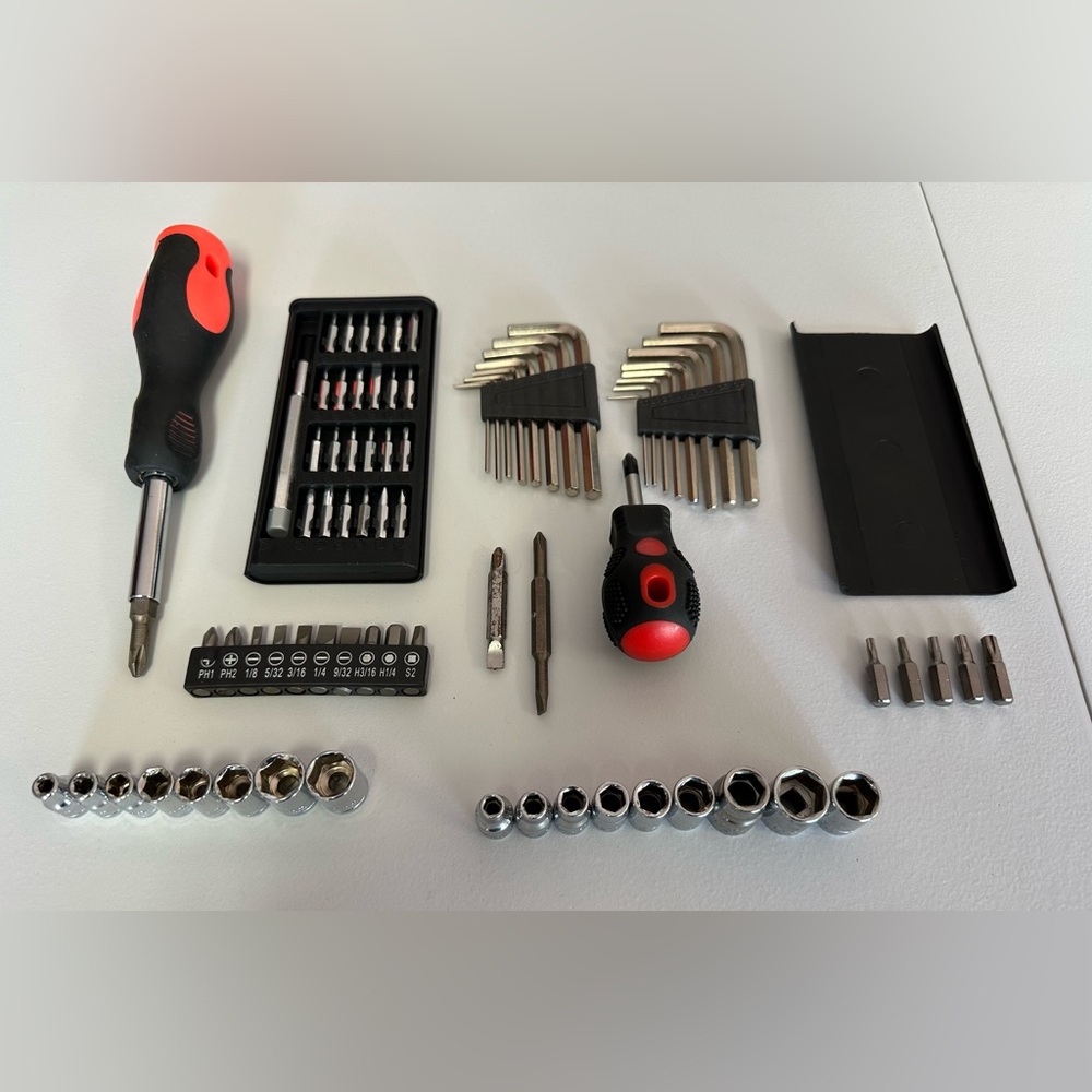 Comprehensive Tool Set with Red and Black Accents
